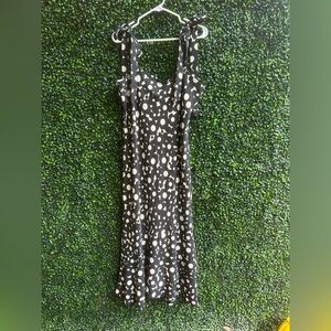 Hutch Black and White Polka Dot Tie-Shoulder Midi Dress